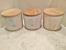 Load image into Gallery viewer, Rainbow pastel and fern marble  style look ceramic candle jars
