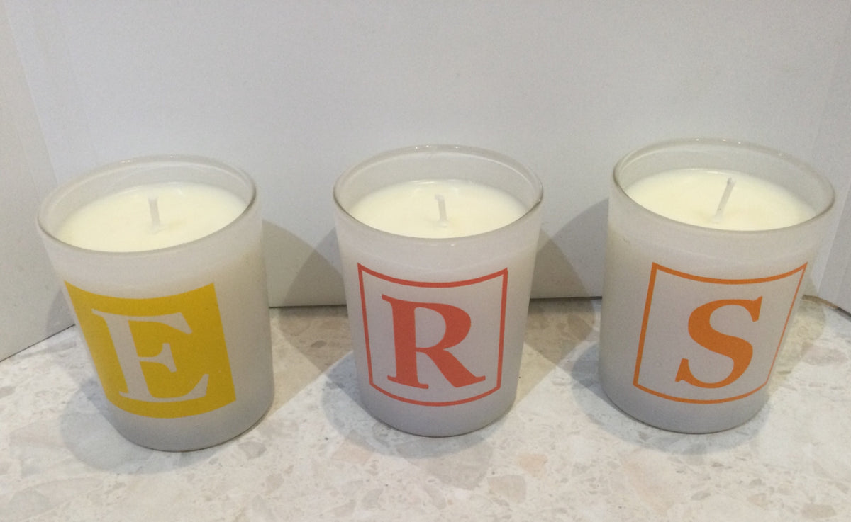 Letter votive candles Adelaide Candle & Body