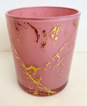 Load image into Gallery viewer, Gorgeous, large luxury candle jars- deep pink with gold veins running through.