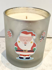 Christmas candle- large silver flecked container 400 gm candle