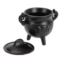 Load image into Gallery viewer, Cauldron - black triple moon or pentagram design. Ideal for potions.