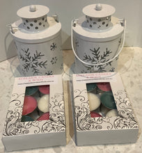 Load image into Gallery viewer, Christmas lanterns with 6 large scented soy wax tealight candles.