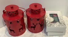 Load image into Gallery viewer, Christmas lanterns with 6 large scented soy wax tealight candles.