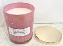 Load image into Gallery viewer, Pink and gold luxury jar - scented soy wax candles.