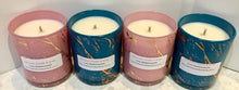 Load image into Gallery viewer, Pink and gold or Blue &amp; rose gold luxury jar - scented soy wax candles.
