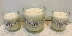 Sparkly heart candles scented in  Coco Mademoiselle