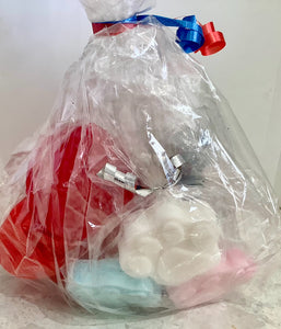 Paw patrol products for kids, library bag, face washer and body products.