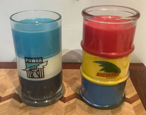 Football supporter candles and melts - Crows, port power and Sydney swans. Footy candles