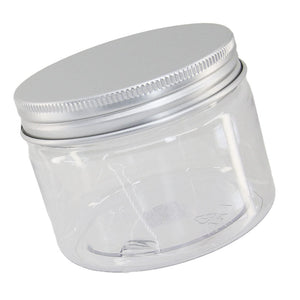 50 ml or 150 ml PET clear  jar container with silver screw top lid
