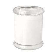 Glossy white glass candle jar with lid XL