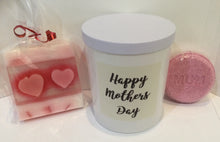 Load image into Gallery viewer, Mother’s Day pack - candle, soap and Mum bath bomb - free mum heart charm.