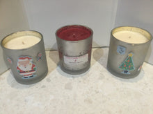 Load image into Gallery viewer, Christmas candle- large silver flecked container 400 gm candle