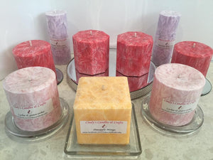 Starburst patterned pillar candles