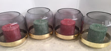 Load image into Gallery viewer, Christmas brass hurricane look lanterns with pillar Christmas candle