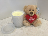 Best Mum gift package. Large candle and teddy bear