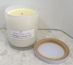 Candles - soy wax candle with white gloss jar with white lid