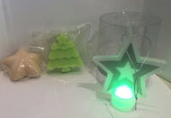 Christmas tree and star gift pack, including soap, bath bomb and a light up changing colour Christmas star