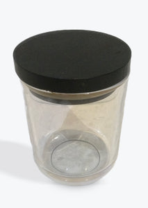Clear - Medium size stylish clear candle jars with black timber lids