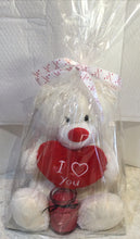Load image into Gallery viewer, I love you X Large bear with scented soy wax love heart candle