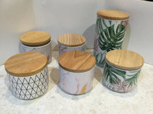 Load image into Gallery viewer, Rainbow pastel and fern marble  style look ceramic candle jars