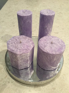 Starburst patterned pillar candles